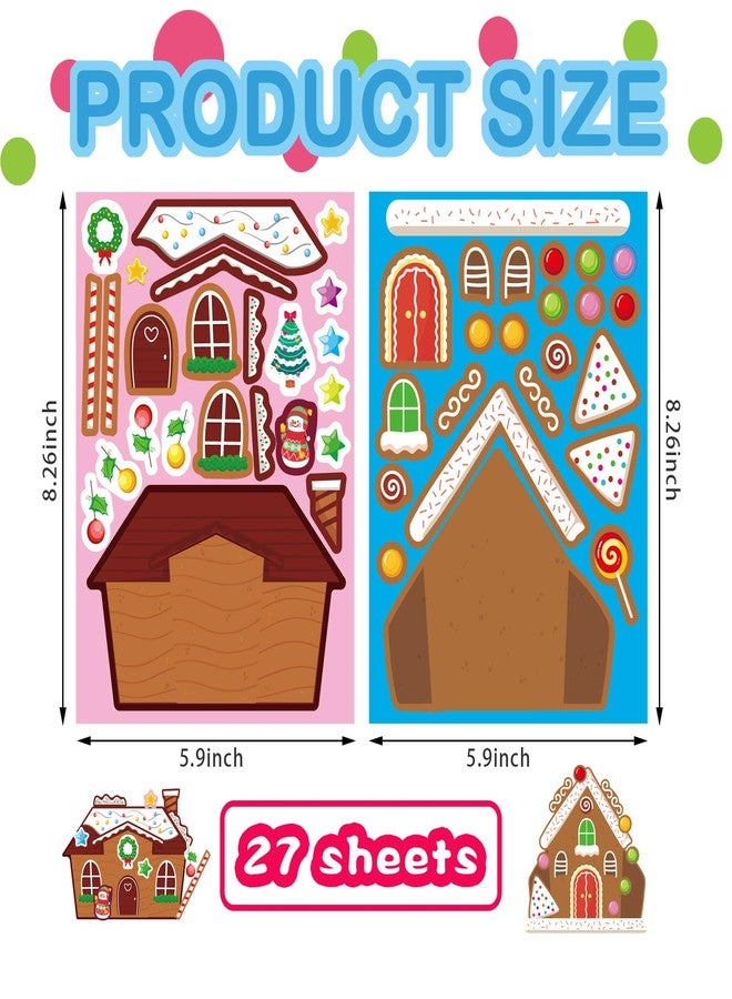 OTAITY Make a Gingerbread House Stickers 27 PCS Make Your Own Stickers Christmas Crafts for Kids DIY Gingerbread House Christmas Party Classroom Art Activity Favors - Image 3